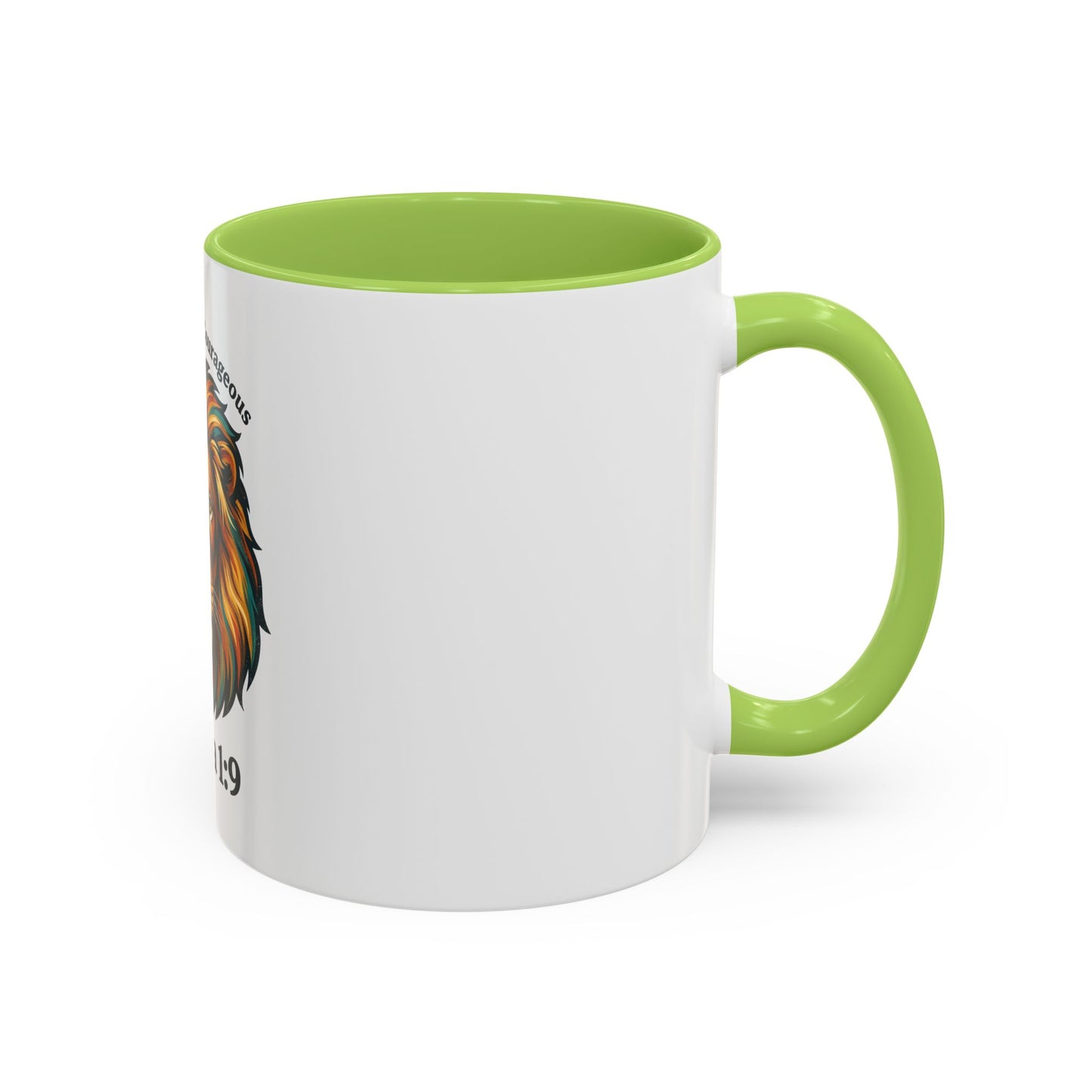 Lion Faith Coffee Mug – "Be Strong and Courageous" Joshua 1:9 Accent Mug