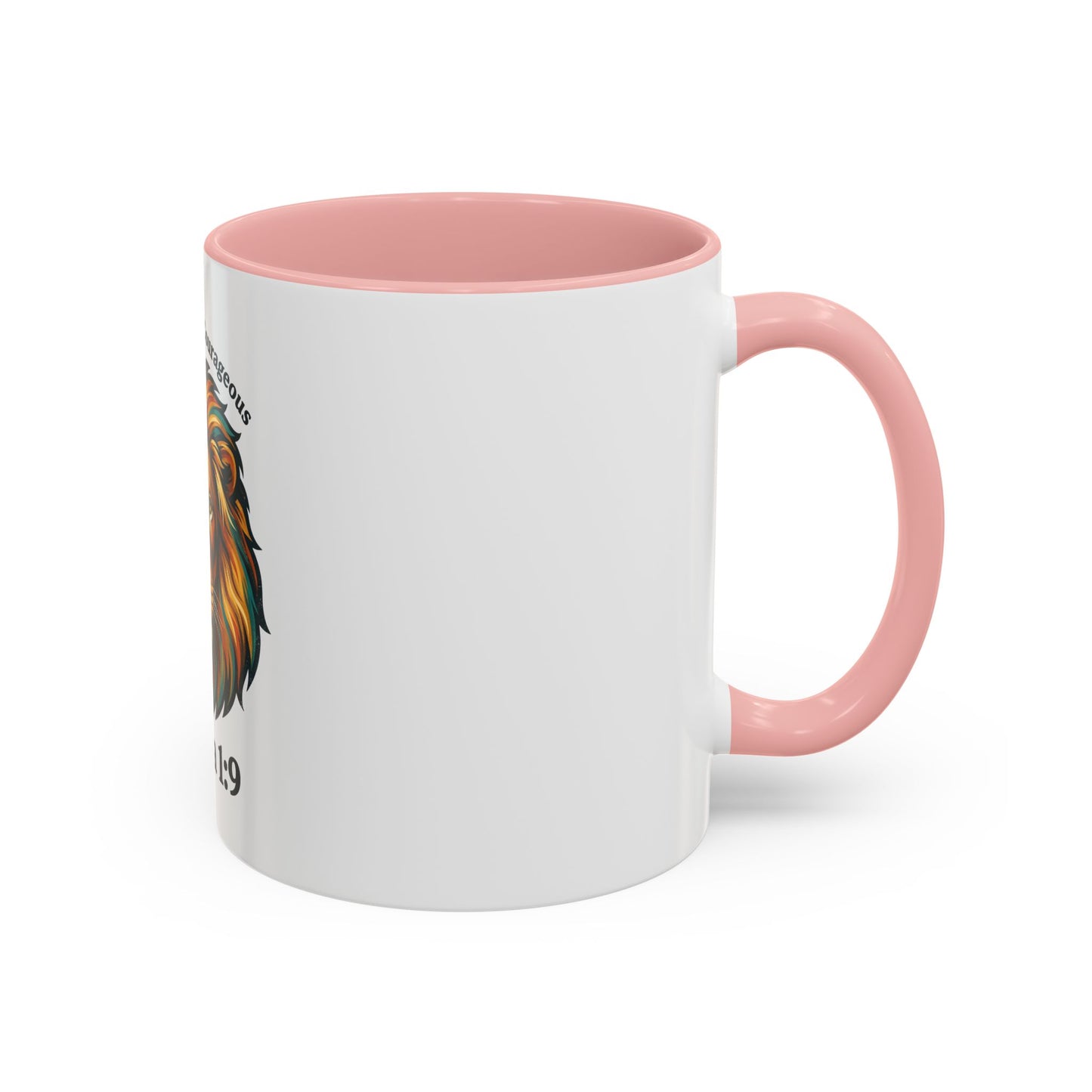 Lion Faith Coffee Mug – "Be Strong and Courageous" Joshua 1:9 Accent Mug
