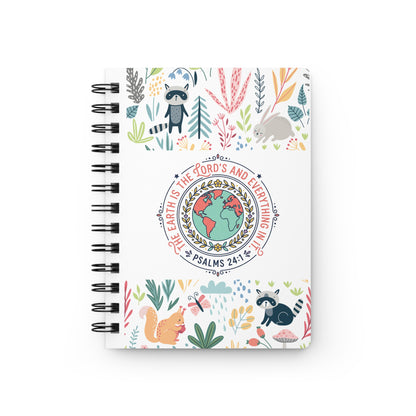 Woodland Animals Spiral Journal — Cute Raccoon & Fox Pattern Notebook