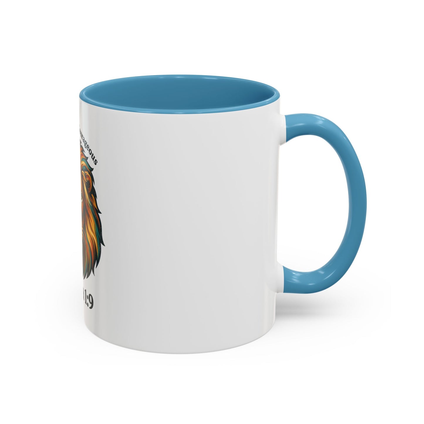 Lion Faith Coffee Mug – "Be Strong and Courageous" Joshua 1:9 Accent Mug