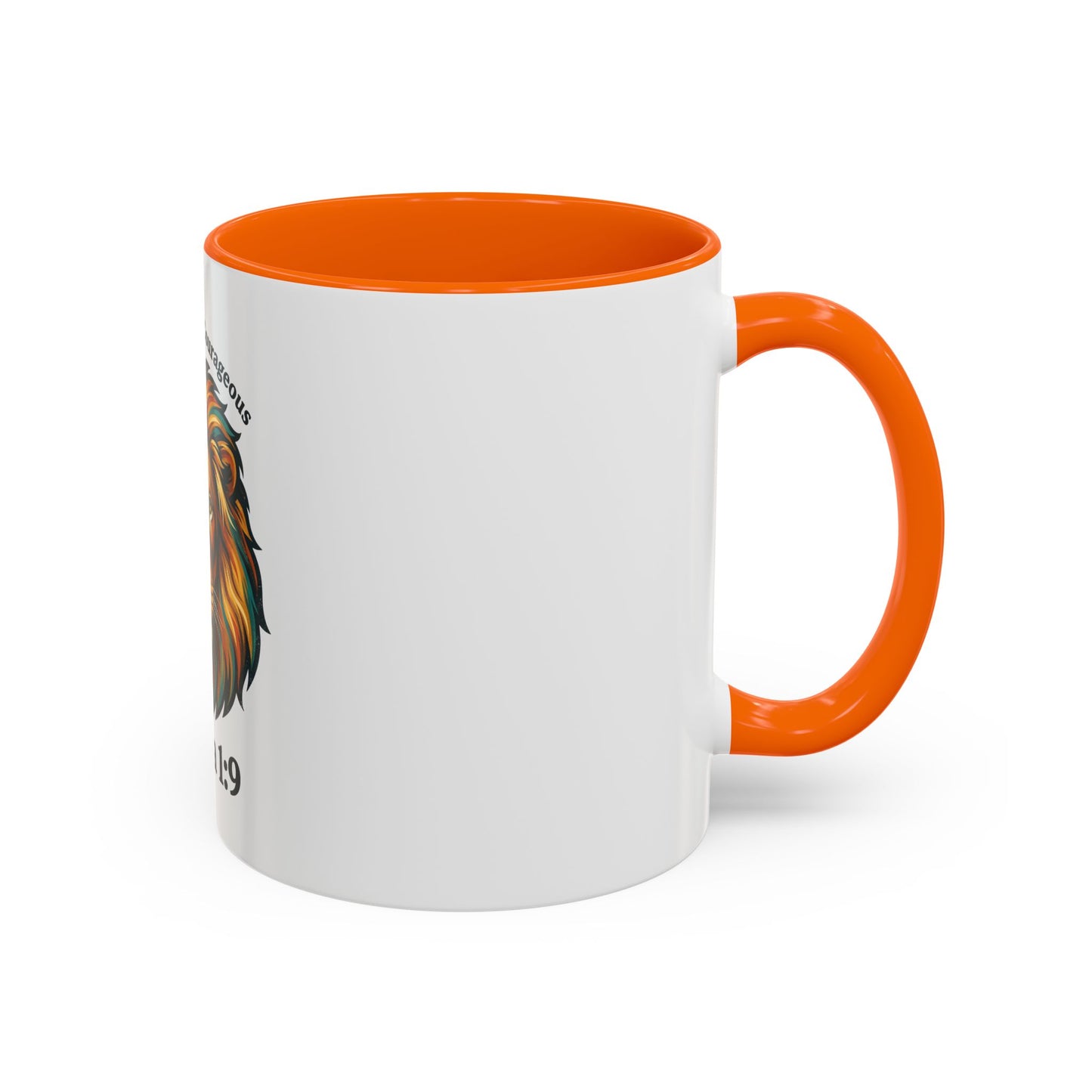 Lion Faith Coffee Mug – "Be Strong and Courageous" Joshua 1:9 Accent Mug