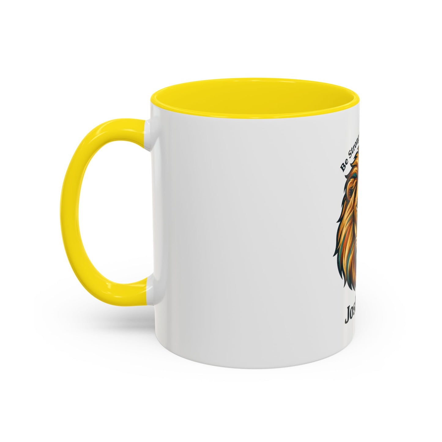 Lion Faith Coffee Mug – "Be Strong and Courageous" Joshua 1:9 Accent Mug